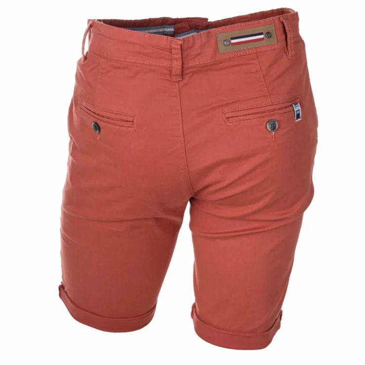 BLAGGIO Bermuda chino venili coton stretch fermeture éclair Homme ORANGE New
