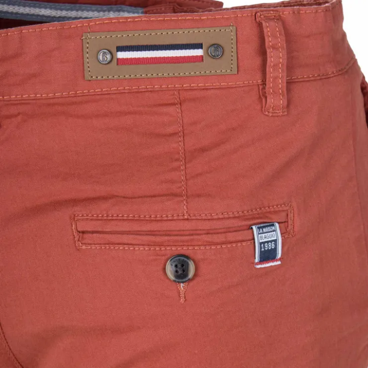 BLAGGIO Bermuda chino venili coton stretch fermeture éclair Homme ORANGE New