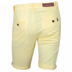 BLAGGIO Bermuda chino venili coton stretch popeline revers gansé bouton Homme JAUNE CLAIR Discount