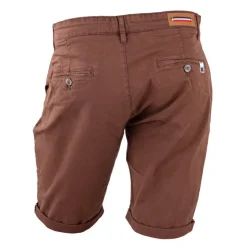 BLAGGIO Bermuda chino venili coton stretch fermeture éclair Homme MARRON FONCE Sale