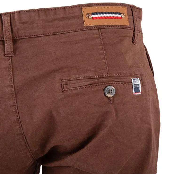 BLAGGIO Bermuda chino venili coton stretch fermeture éclair Homme MARRON FONCE Sale