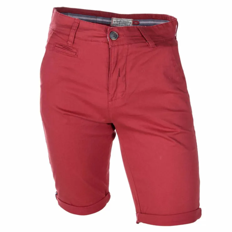 BLAGGIO Bermuda chino venili coton stretch fermeture éclair Homme ROUGE Best