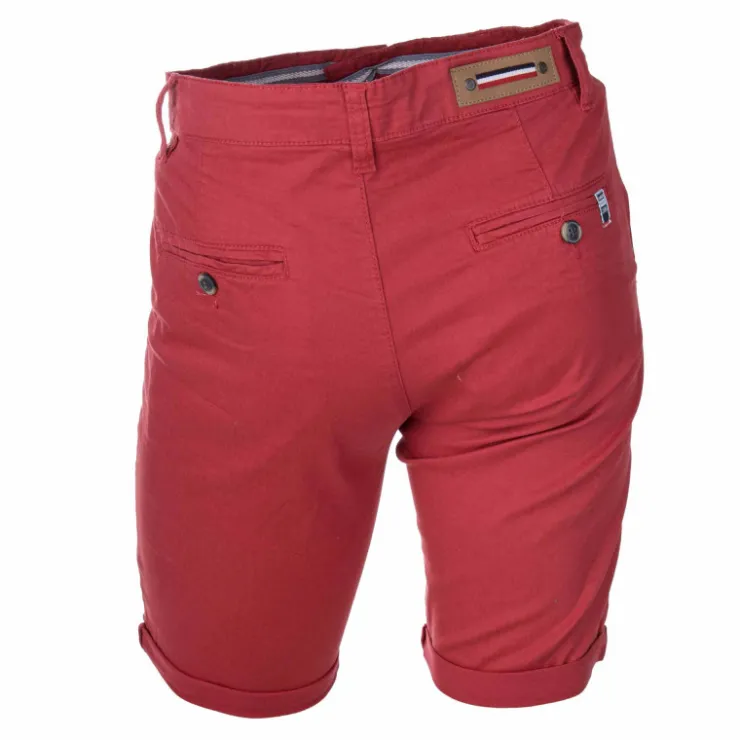 BLAGGIO Bermuda chino venili coton stretch fermeture éclair Homme ROUGE Best