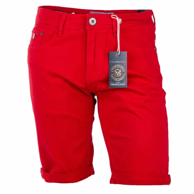 BLAGGIO Bermuda coton stretch 5 poches Valley Homme ROUGE New