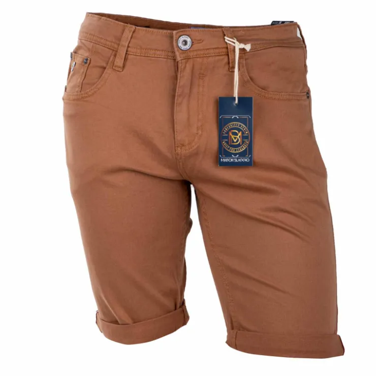 BLAGGIO Bermuda coton stretch 5 poches Valley Homme MARRON New