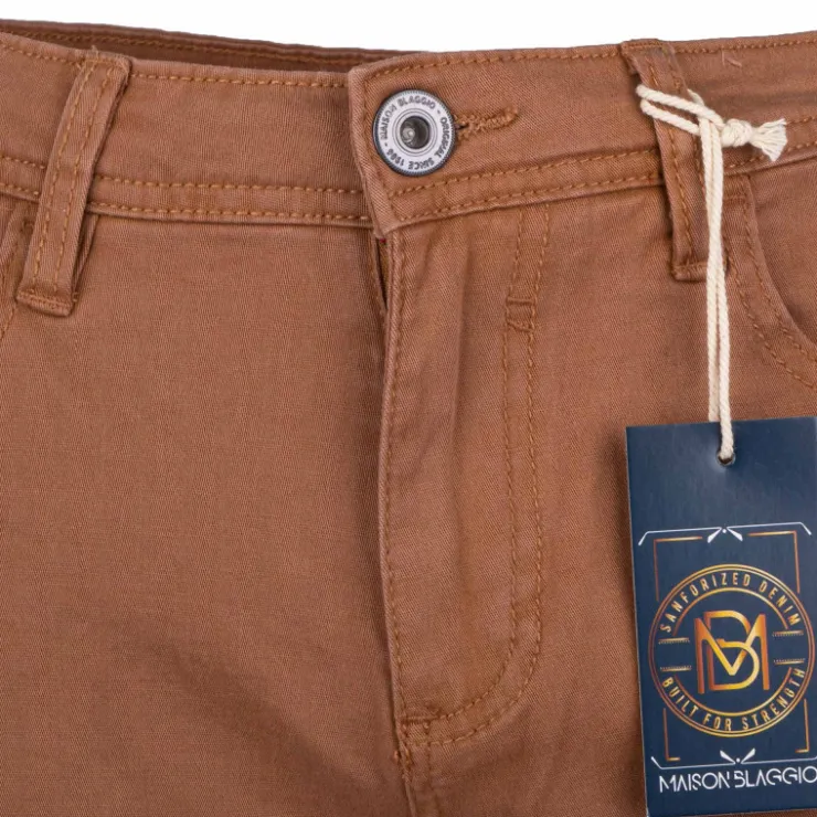 BLAGGIO Bermuda coton stretch 5 poches Valley Homme MARRON New