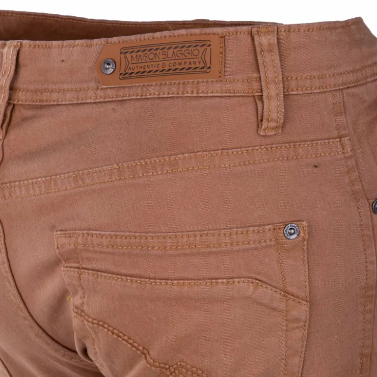 BLAGGIO Bermuda coton stretch 5 poches Valley Homme MARRON New