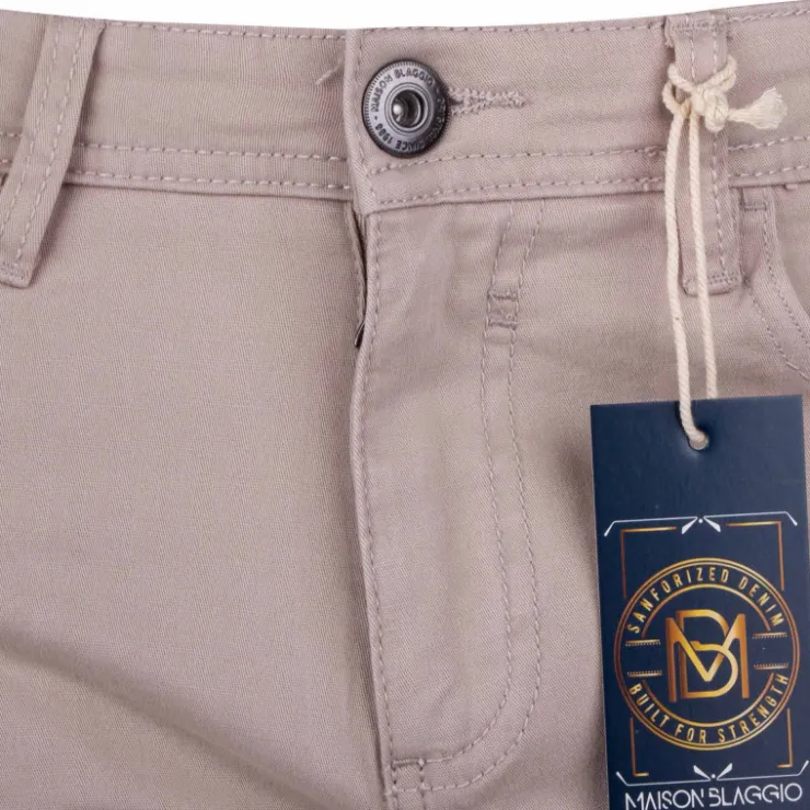 BLAGGIO Bermuda coton stretch 5 poches Valley Homme BEIGE Clearance