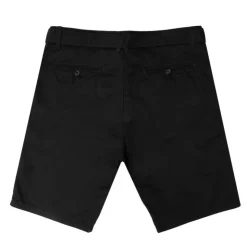 AMERICAN COLLEGE Bermuda uni coton avec ceinture en tissu Homme NOIR Clearance