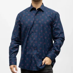 BILL TORNADE Bill00 chemise coton poly bleu marine triangle rouge Homme BLEU FONCE Hot