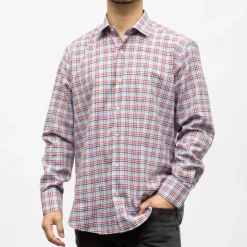 BILL TORNADE Bill00 chemise coton poly bleu marine - carreaux Homme ROUGE Best