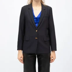 LA PETITE ETOILE Blazer vida boutons motif écaille de tortue Femme BLEU FONCE Outlet