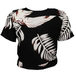 VERO MODA Blouse à boutons easy black col v imprimé plantes Femme NOIR Sale