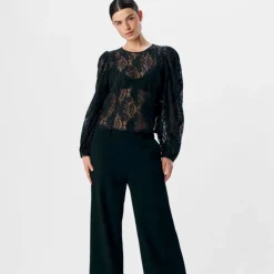 OBJECT Blouse à dentelle Beverly manches longues Femme NOIR Sale