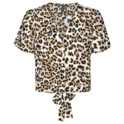 VERO MODA Blouse à nouer imprimé léopard Femme MARRON Sale