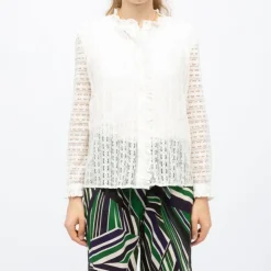 LA PETITE ETOILE Blouse blanc écru dentelle betsy col montant Femme BLANC ECRU