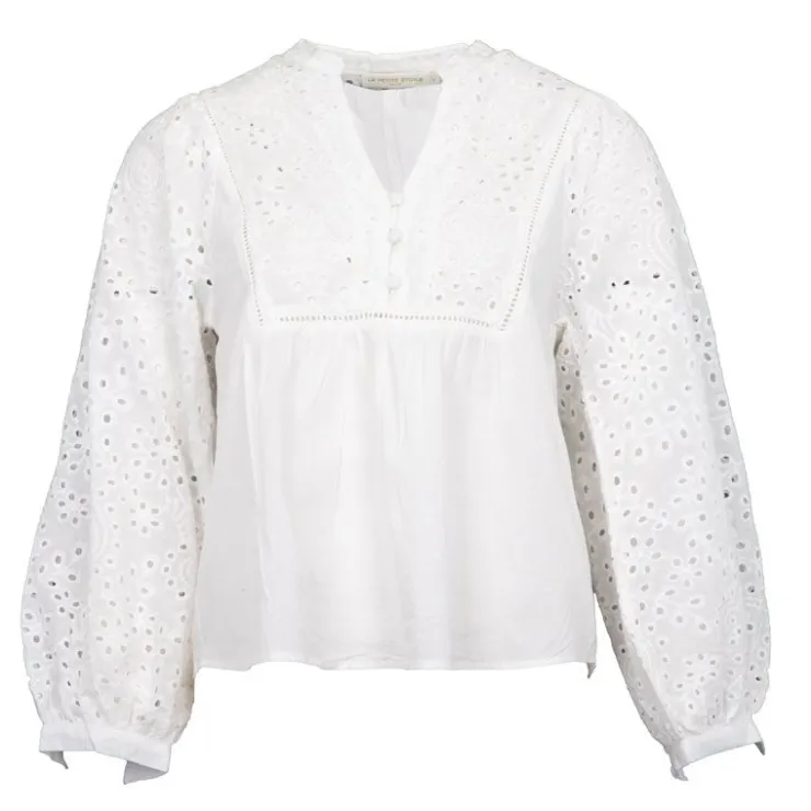 LA PETITE ETOILE Blouse brodée briam col V Femme BLANC Clearance