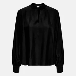 JDY Blouse celeste col rond décolleté v poignets boutonnés Femme NOIR Outlet
