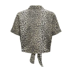 ONLY Blouse col chemise imprimé léopardà nouer Femme MARRON Best