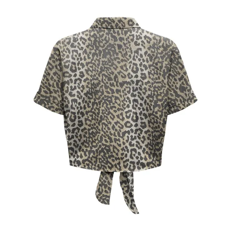 ONLY Blouse col chemise imprimé léopardà nouer Femme MARRON Best
