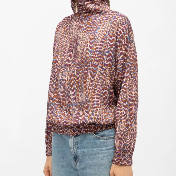 LA PETITE ETOILE Blouse col montant imprimé zebra Femme VIOLET New