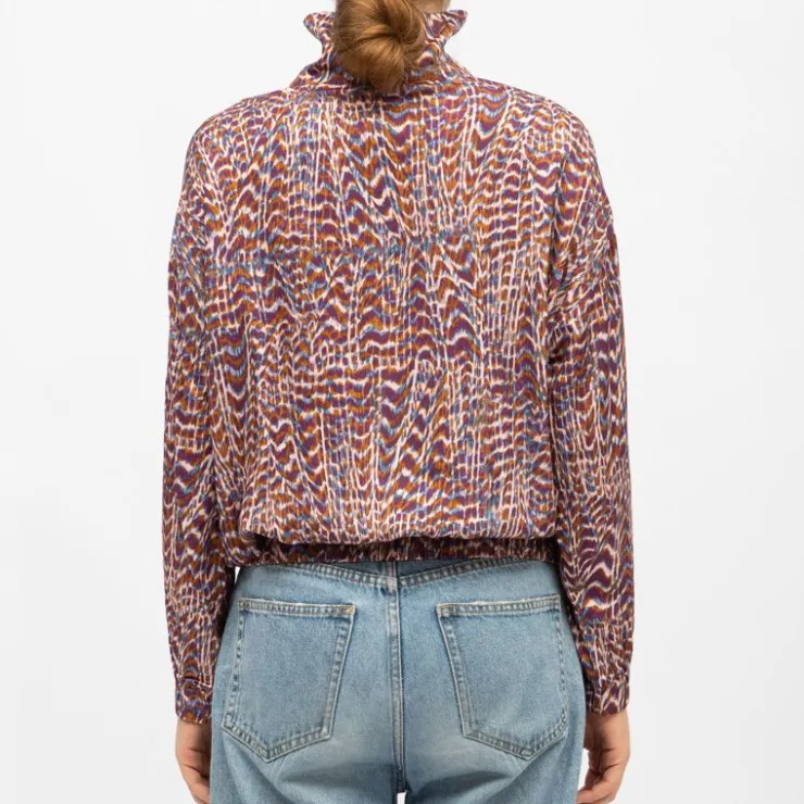 LA PETITE ETOILE Blouse col montant imprimé zebra Femme VIOLET New