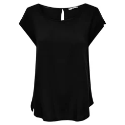 ONLY Blouse col rond asymétrique avec bouton Femme NOIR