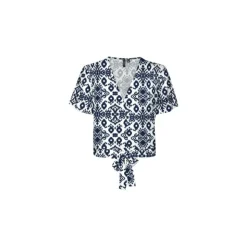 VERO MODA Blouse col v à motif éthnique à nouer Femme BLEU FONCE Hot