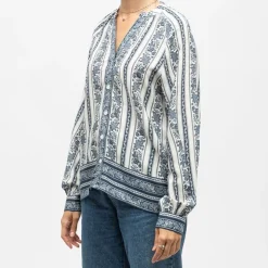 LA PETITE ETOILE Blouse col v à motif vintage beata Femme BLANC Sale