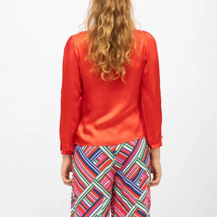 LA PETITE ETOILE Blouse col v effet satin bianca légère Femme ROUGE Outlet