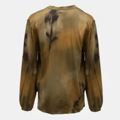 PLEASE Blouse col v imprimé manches longues Femme KAKI Discount