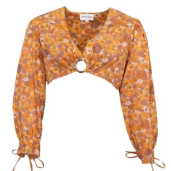 ANTIK BATIK Blouse crop marty à fleurs Femme ORANGE