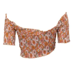 ANTIK BATIK Blouse crop épaules dénudées blossom fleurs Femme ORANGE Best