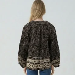 LES TROPEZIENNES PAR M.BELARBI Blouse dune à nouer imprimé fleurs Femme NOIR Best