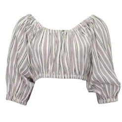 ANTIK BATIK Blouse juliette à rayures épaules dénudées coton Femme BLANC ECRU Sale