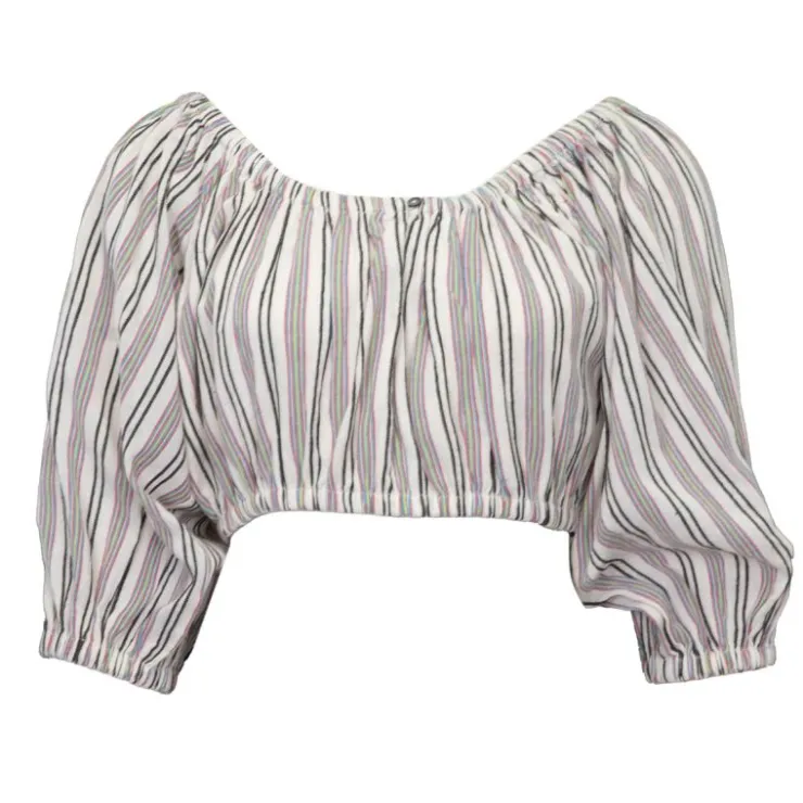 ANTIK BATIK Blouse juliette à rayures épaules dénudées coton Femme BLANC ECRU Sale