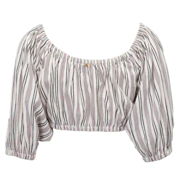 ANTIK BATIK Blouse juliette à rayures épaules dénudées coton Femme BLANC ECRU Sale