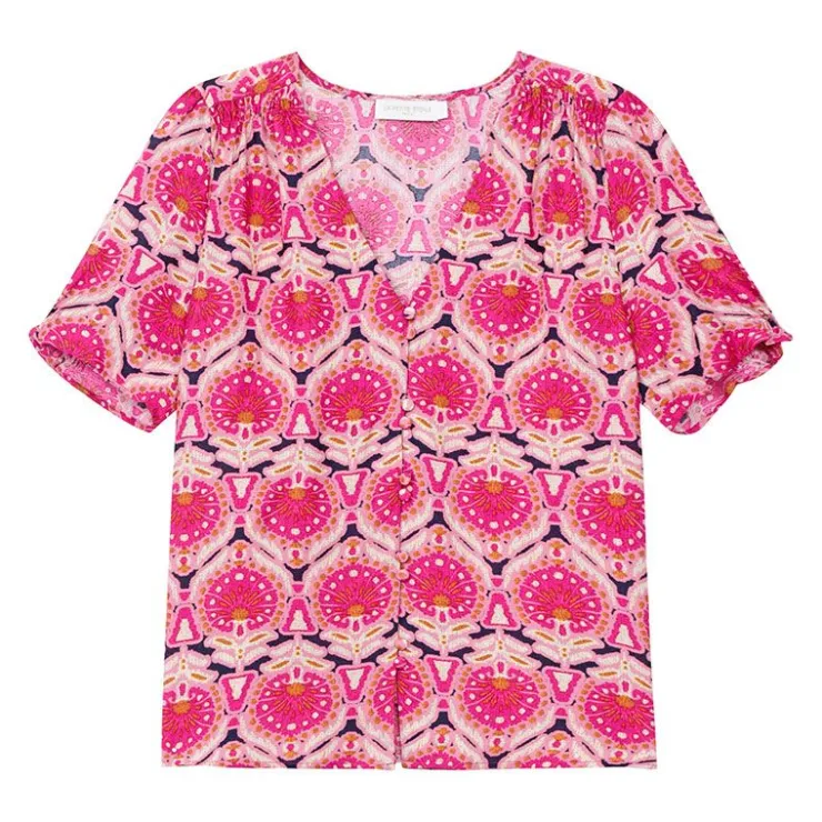 LA PETITE ETOILE Blouse katarina aztek imprimée fantaisie Femme ROSE New