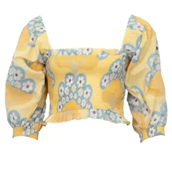 ANTIK BATIK Blouse lettie manches ballons motif fleurs Femme JAUNE Hot