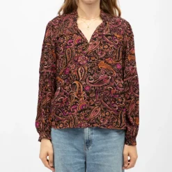 LA PETITE ETOILE Blouse e gipsy bloeme motif cachemire Femme NOIR Sale