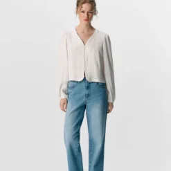 OBJECT Blouse Phillie col v manches élastiques Femme BLANC Hot