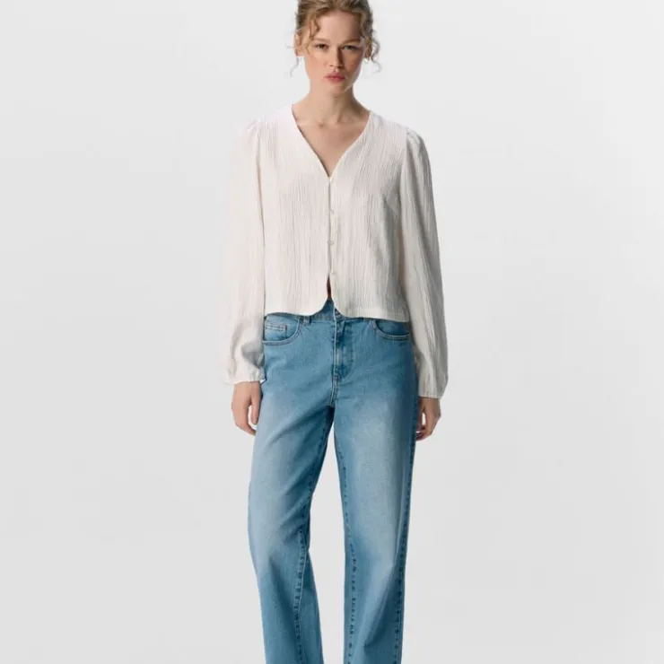 OBJECT Blouse Phillie col v manches élastiques Femme BLANC Hot