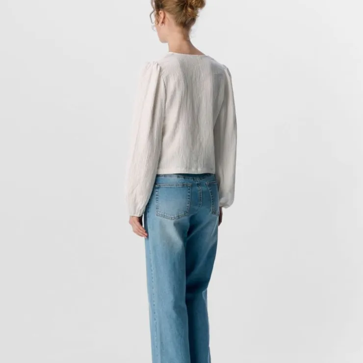 OBJECT Blouse Phillie col v manches élastiques Femme BLANC Hot