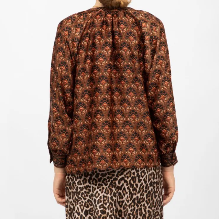 LA PETITE ETOILE Blouse romano bonti imprimé graphique Femme NOIR