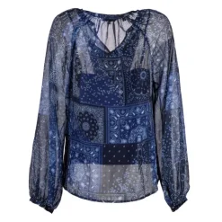 TOMMY HILFIGER Blouse transparente fond débardeur imprimé bleu Femme BLEU FONCE Clearance