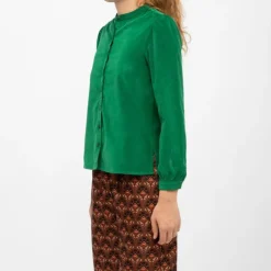 LA PETITE ETOILE Blouse velours col mao blondie Femme VERT Discount