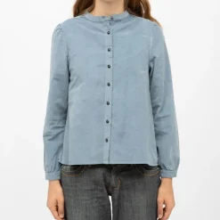 LA PETITE ETOILE Blouse velours col mao blondie Femme BLEU Outlet