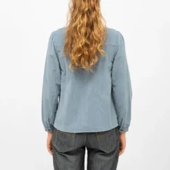 LA PETITE ETOILE Blouse velours col mao blondie Femme BLEU Outlet