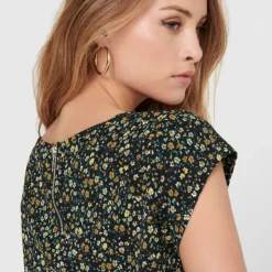 ONLY Blouse vic vert foncé à fleurs jaunes Femme VERT FONCE New