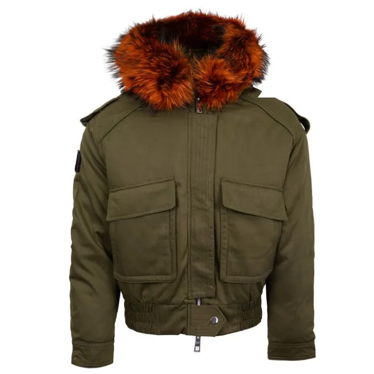 THE NEW DESIGNERS Blouson à capuche fourrure noir Femme KAKI Sale